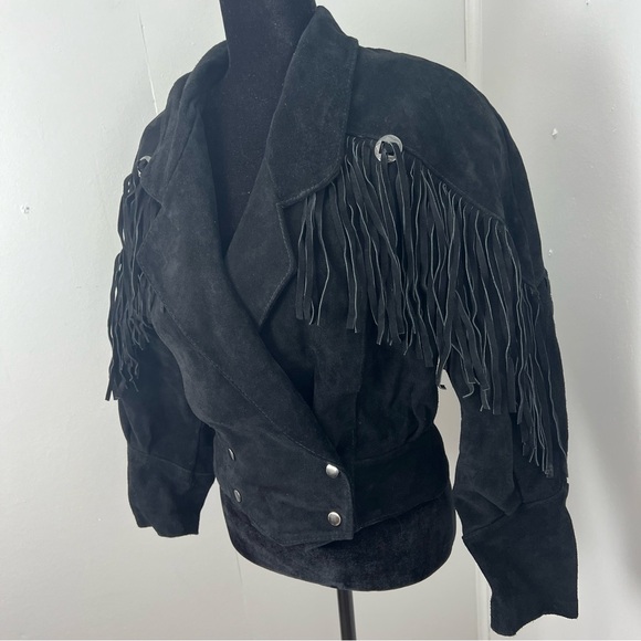 Vintage Conch Shells Suede Leather Fringe Jacket - Picture 2 of 9